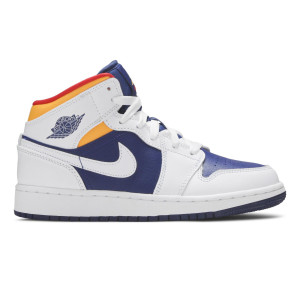 Jordan 1 Mid White Laser Orange Deep Royal Blue